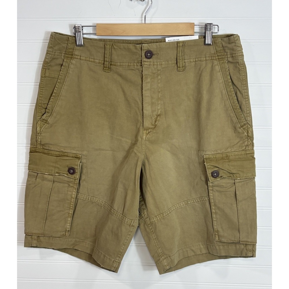 American Eagle Men's Next Level Flex Shorts 34 Khaki Cargo At The Knee Classic